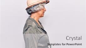  Presentation with explorer - Theme having senior-grey-haired-woman-wearing background and a light gray colored foreground