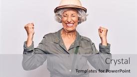  Presentation with explorer - Slides with senior-grey-haired-woman-wearing background and a light gray colored foreground