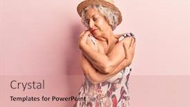  Presentation with senior care - Beautiful presentation featuring senior-grey-haired-woman-wearing backdrop and a coral colored foreground