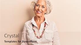  Presentation with real woman hair texture human - Audience pleasing PPT layouts consisting of senior-grey-haired-woman-wearing backdrop and a lemonade colored foreground