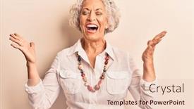  Presentation with real woman hair texture human - Presentation theme with senior-grey-haired-woman-wearing background and a lemonade colored foreground