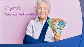  Presentation with grey - PPT theme having senior-grey-haired-woman-wearing background and a lemonade colored foreground