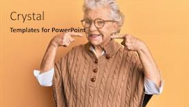  Presentation with grey - PPT layouts with senior-grey-haired-woman-wearing background and a yellow colored foreground