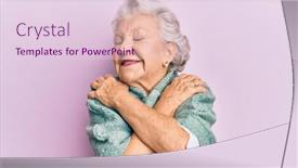  Presentation with self care - Slide deck featuring senior-grey-haired-woman-wearing background and a lemonade colored foreground