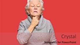  Presentation with sore throat - Slide deck enhanced with senior-grey-haired-woman-wearing background and a coral colored foreground
