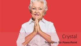  Presentation with forgiveness - PPT layouts with senior-grey-haired-woman-wearing background and a coral colored foreground