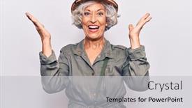  Presentation with explorer - Presentation theme featuring senior-grey-haired-woman-wearing background and a light gray colored foreground