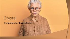  Presentation with woman crying - Amazing slide set having senior-grey-haired-woman-wearing backdrop and a coral colored foreground