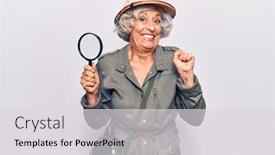  Presentation with explorer - Audience pleasing theme consisting of senior-grey-haired-woman-wearing backdrop and a light gray colored foreground