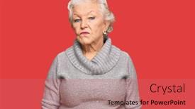  Presentation with grey - Beautiful slide set featuring senior-grey-haired-woman-wearing backdrop and a coral colored foreground