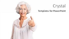  Presentation with business casual - Cool new theme with senior-grey-haired-woman-wearing backdrop and a white colored foreground