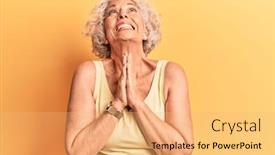  Presentation with praying hands - Presentation theme having senior-grey-haired-woman-wearing background and a yellow colored foreground