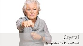  Presentation with violence woman - Presentation theme with senior-grey-haired-woman-wearing background and a light gray colored foreground