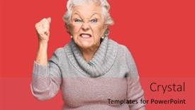  Presentation with anger - PPT theme featuring senior-grey-haired-woman-wearing background and a coral colored foreground