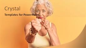  Presentation with violence woman - Presentation theme with senior-grey-haired-woman-wearing background and a yellow colored foreground