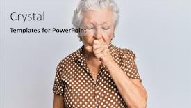  Presentation with senior care - Amazing PPT layouts having senior-grey-haired-woman-wearing backdrop and a sky blue colored foreground