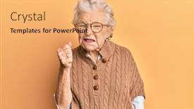  Presentation with grey - Cool new PPT layouts with senior-grey-haired-woman-wearing backdrop and a yellow colored foreground
