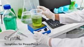  Presentation with scientist - Slide set having senior-grey-haired-woman-wearing background and a light gray colored foreground