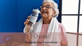  Presentation with bottle water - Presentation enhanced with senior-grey-haired-woman-wearing background and a coral colored foreground