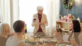  Presentation with thanksgiving - Slide set featuring senior-grey-haired-woman background and a coral colored foreground