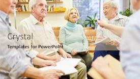  Presentation with psychotherapy - PPT theme featuring senior-group-and-therapist background and a lemonade colored foreground