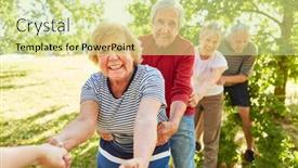  Presentation with teams - Cool new presentation theme with senior-group-at-a-strength backdrop and a blonde colored foreground