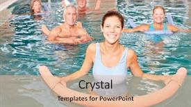  Presentation with aerobics - Presentation design consisting of senior group doing water aerobics background and a lemonade colored foreground