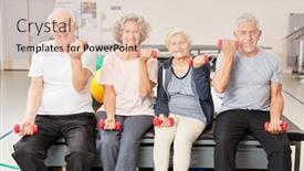  Presentation with group training - Amazing theme having senior-group-dumbbells-lift backdrop and a lemonade colored foreground