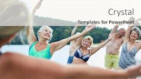  Presentation with rehab - Audience pleasing theme consisting of senior-group-having-healthy-stretching backdrop and a cream colored foreground