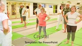  Presentation with physiotherapy - Colorful PPT theme enhanced with senior-group-in-a-back backdrop and a yellow colored foreground
