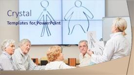  Presentation with adult education - Cool new presentation design with senior-group-in-the-seminar backdrop and a sky blue colored foreground