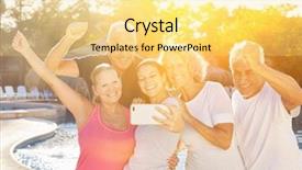  Presentation with coach chalk - Slide set with senior group is making selfie background and a blonde colored foreground