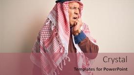  Presentation with arab - Presentation theme having senior-handsome-arab-man-wearing background and a coral colored foreground