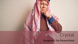  Presentation with arab - PPT theme with senior-handsome-arab-man-wearing background and a violet colored foreground