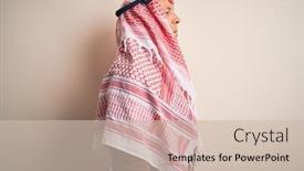  Presentation with arab - Presentation theme consisting of senior-handsome-arab-man-wearing background and a soft green colored foreground