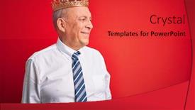  Presentation with king crown - Presentation theme featuring senior-handsome-businessman-wearing-king background and a red colored foreground