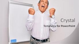  Presentation with magnetic - Presentation design having senior-handsome-grey-haired-businessman background and a light gray colored foreground