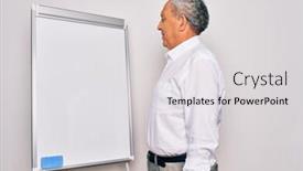  Presentation with grey - Beautiful presentation featuring senior-handsome-grey-haired-businessman backdrop and a light gray colored foreground