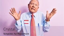 Presentation with name - Audience pleasing slide set consisting of senior-handsome-grey-haired-businessman backdrop and a coral colored foreground