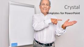  Presentation with magnetic - Audience pleasing PPT theme consisting of senior-handsome-grey-haired-businessman backdrop and a light gray colored foreground