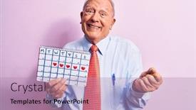  Presentation with cardio - Slide deck consisting of senior-handsome-grey-haired-businessman background and a coral colored foreground