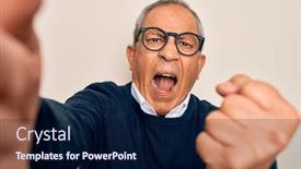  Presentation with grey - Colorful PPT layouts enhanced with senior-handsome-grey-haired-man backdrop and a navy blue colored foreground