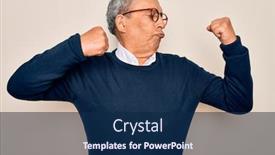  Presentation with senior fitness - Cool new slides with senior-handsome-grey-haired-man backdrop and a navy blue colored foreground