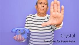  Presentation with defense - Audience pleasing slide deck consisting of senior-handsome-grey-haired-man backdrop and a light blue colored foreground