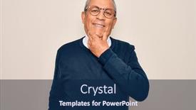  Presentation with grey - Audience pleasing slide deck consisting of senior-handsome-grey-haired-man backdrop and a navy blue colored foreground