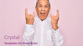  Presentation with elegant star - Presentation design with senior-handsome-grey-haired-man background and a lemonade colored foreground