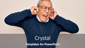  Presentation with noise - Slide deck having senior-handsome-grey-haired-man background and a navy blue colored foreground