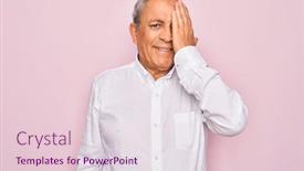  Presentation with grey - Colorful presentation theme enhanced with senior-handsome-grey-haired-man backdrop and a lemonade colored foreground