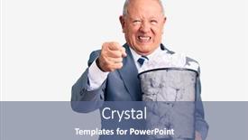  Presentation with bin - Presentation theme consisting of senior-handsome-grey-haired-man background and a ocean colored foreground