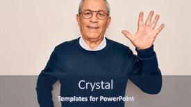  Presentation with grey - Presentation theme featuring senior-handsome-grey-haired-man background and a navy blue colored foreground